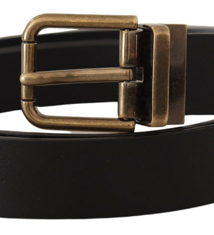 Dolce & Gabbana Elegant Black Leather Belt with Vintage Buckle