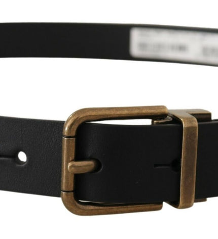 Dolce & Gabbana Elegant Black Leather Belt with Vintage Buckle