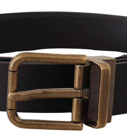 Dolce & Gabbana Elegant Black Leather Belt with Vintage Buckle