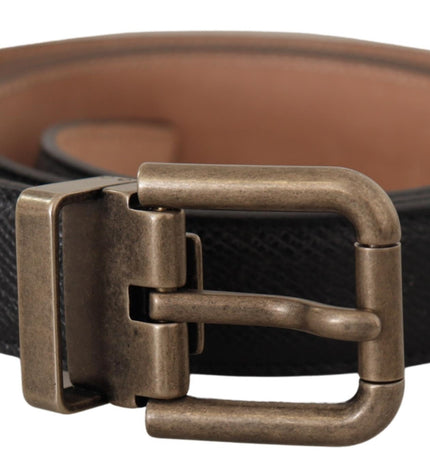 Dolce & Gabbana Elegant Black Leather Belt with Vintage Metal Buckle