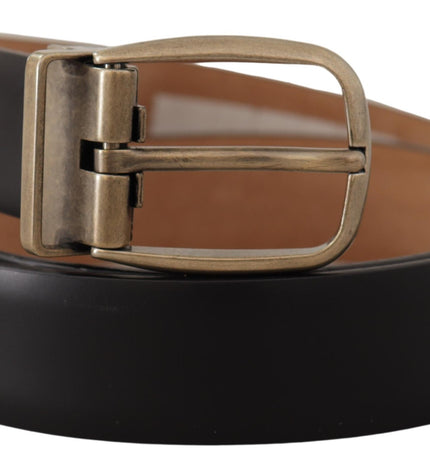 Dolce & Gabbana Elegant Black Leather Belt with Metal Buckle