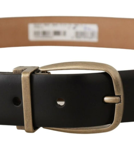 Dolce & Gabbana Elegant Black Leather Belt with Metal Buckle