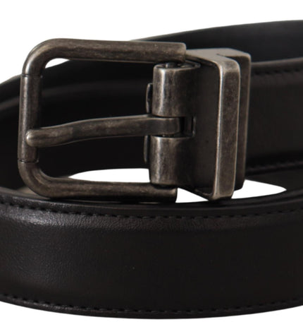 Dolce & Gabbana Elegant Black Leather Belt with Metal Buckle