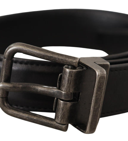 Dolce & Gabbana Elegant Black Leather Belt with Metal Buckle