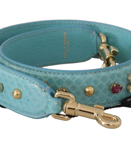 Dolce & Gabbana Elegant Blue Leather Bag Strap with Gold Accents