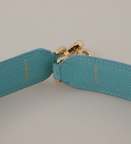 Dolce & Gabbana Elegant Blue Leather Bag Strap with Gold Accents