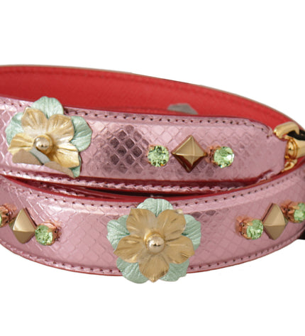 Dolce & Gabbana Elegant Metallic Pink Leather Shoulder Strap