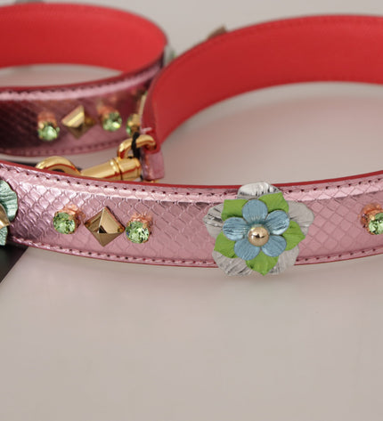 Dolce & Gabbana Elegant Metallic Pink Leather Shoulder Strap