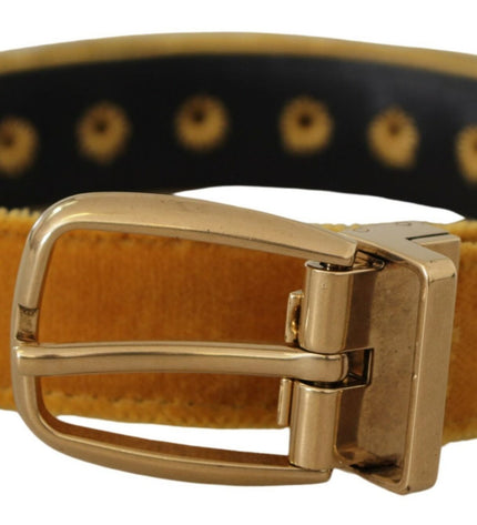 Dolce & Gabbana Elegant Velvet Gold Buckle Women's Belt