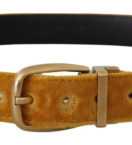 Dolce & Gabbana Elegant Velvet Gold Buckle Women's Belt