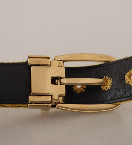 Dolce & Gabbana Elegant Velvet Gold Buckle Women's Belt