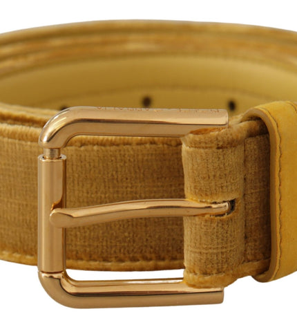 Dolce & Gabbana Elegant Velvet Designer Gold-Buckled Belt