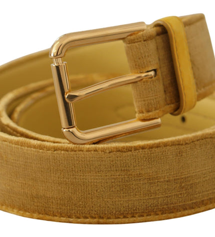 Dolce & Gabbana Elegant Velvet Designer Gold-Buckled Belt