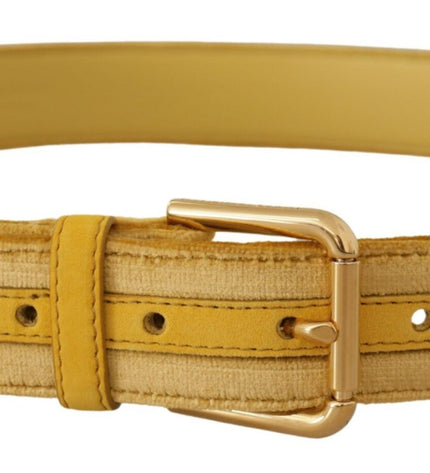 Dolce & Gabbana Elegant Velvet Designer Gold-Buckled Belt