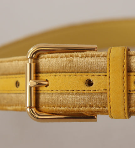 Dolce & Gabbana Elegant Velvet Designer Gold-Buckled Belt