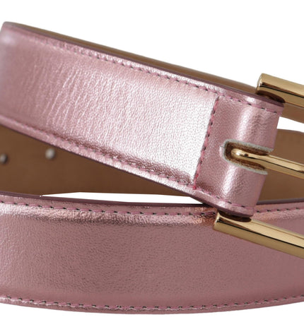 Dolce &amp; Gabbana Elegante cintura in pelle rosa metallizzato