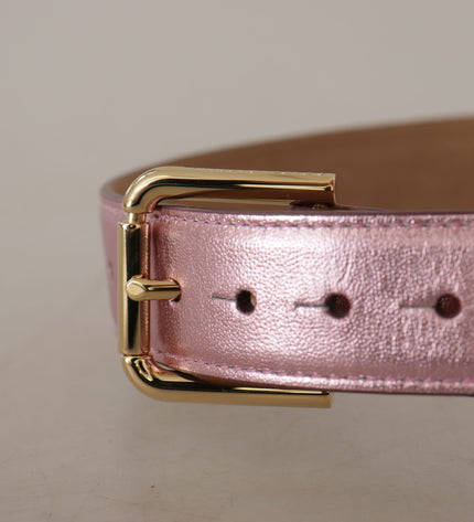 Dolce & Gabbana Elegant Metallic Pink Leather Belt