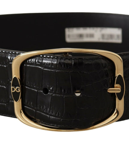 Dolce & Gabbana Elegant Black Leather Logo Belt