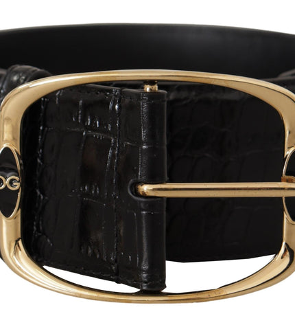 Dolce & Gabbana Elegant Black Leather Logo Belt