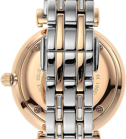 Orologio Emporio Armani elegante con pavé di cristalli bicolore