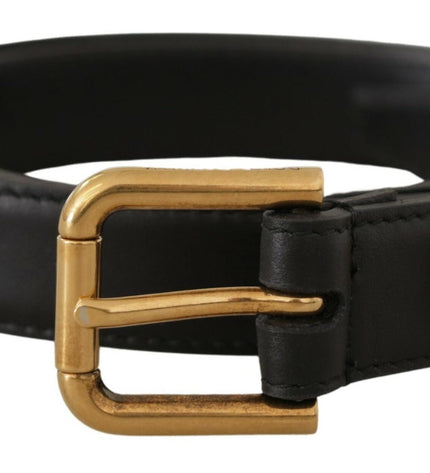 Dolce & Gabbana Elegant Black Leather Logo Belt