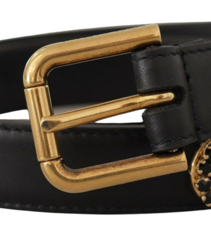 Dolce & Gabbana Elegant Black Leather Logo Belt