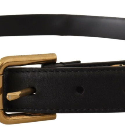 Dolce & Gabbana Elegant Black Leather Logo Belt