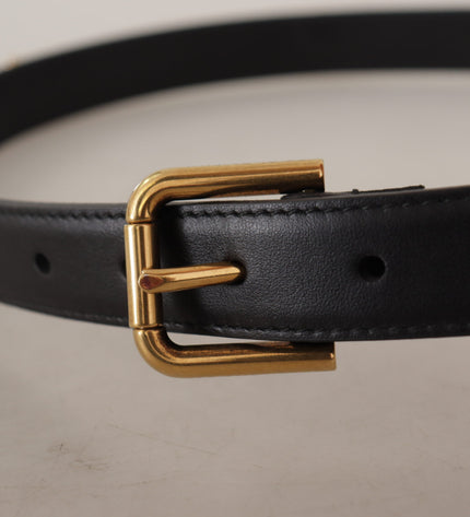 Dolce & Gabbana Elegant Black Leather Logo Belt