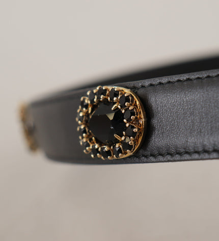 Dolce & Gabbana Elegant Black Leather Logo Belt