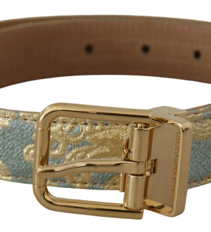 Dolce & Gabbana Elegant Light Blue Leather Belt with Gold Buckle