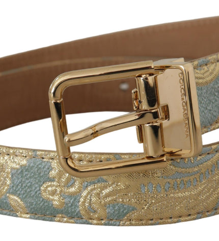 Dolce & Gabbana Elegant Light Blue Leather Belt with Gold Buckle