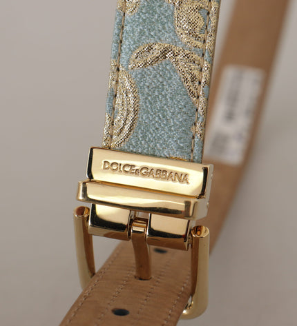 Dolce & Gabbana Elegant Light Blue Leather Belt with Gold Buckle