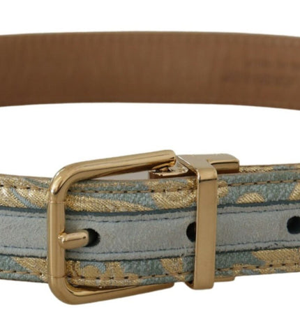 Dolce & Gabbana Elegant Light Blue Leather Belt with Gold Buckle