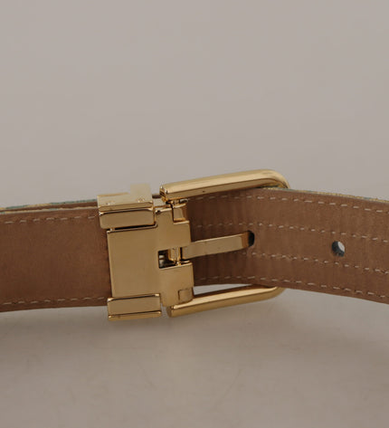 Dolce & Gabbana Elegant Light Blue Leather Belt with Gold Buckle