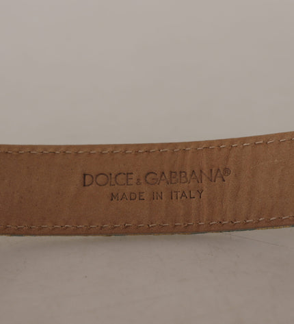 Dolce & Gabbana Elegant Light Blue Leather Belt with Gold Buckle