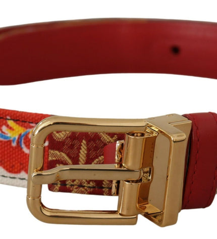 Dolce & Gabbana Chic Multicolor Leather Belt with Engraved Buckle