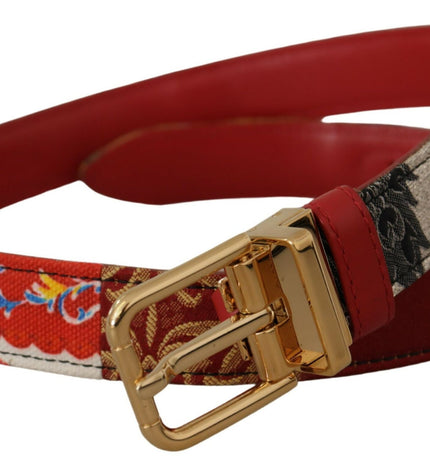 Dolce & Gabbana Chic Multicolor Leather Belt with Engraved Buckle