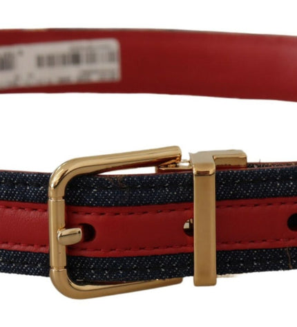 Dolce & Gabbana Chic Multicolor Leather Belt with Engraved Buckle