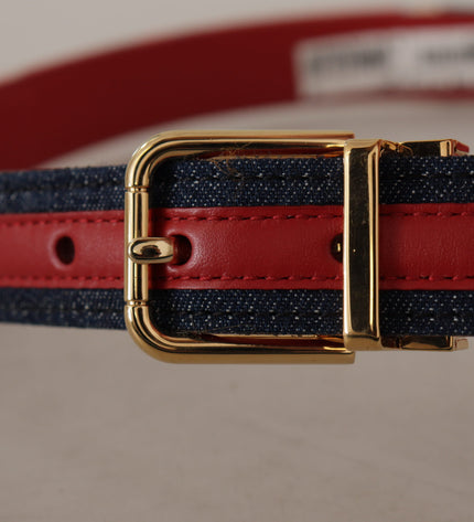 Dolce & Gabbana Chic Multicolor Leather Belt with Engraved Buckle