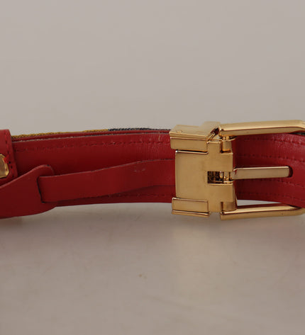 Dolce & Gabbana Chic Multicolor Leather Belt with Engraved Buckle