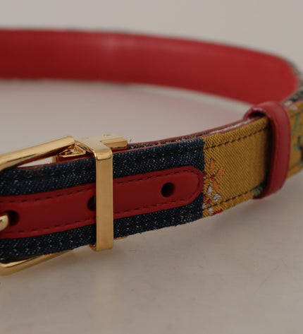 Dolce & Gabbana Chic Multicolor Leather Belt with Engraved Buckle