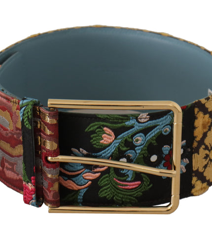 Dolce & Gabbana Multicolor Canvas Leather Statement Belt