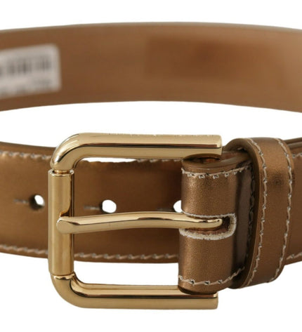 Dolce & Gabbana Elegant Bronze Leather Belt with Logo Buckle