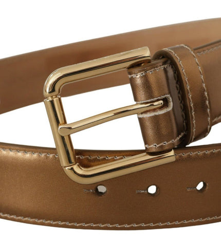 Dolce & Gabbana Elegant Bronze Leather Belt with Logo Buckle