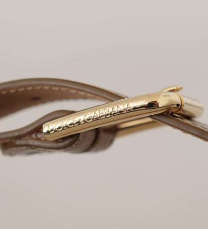 Dolce & Gabbana Elegant Bronze Leather Belt with Logo Buckle