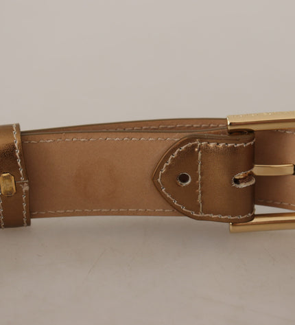 Dolce & Gabbana Elegant Bronze Leather Belt with Logo Buckle