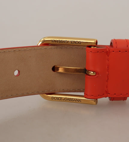 Dolce & Gabbana Chic Orange Leather Belt with Headphone Case