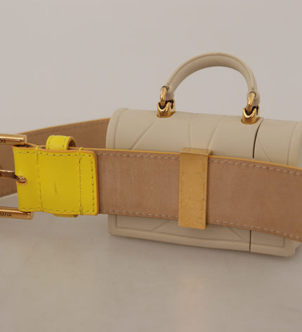 Dolce & Gabbana Chic Yellow Leather Belt with Headphone Case