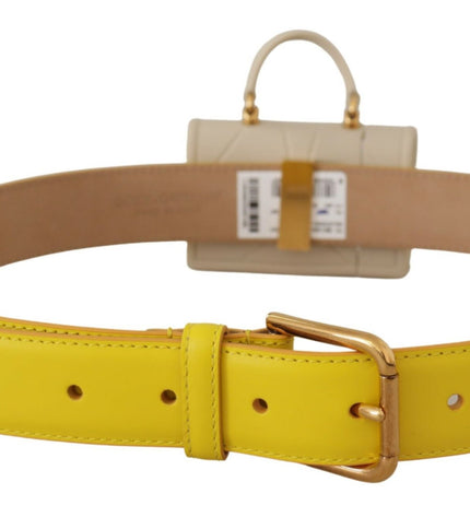 Dolce & Gabbana Chic Yellow Leather Belt with Headphone Case