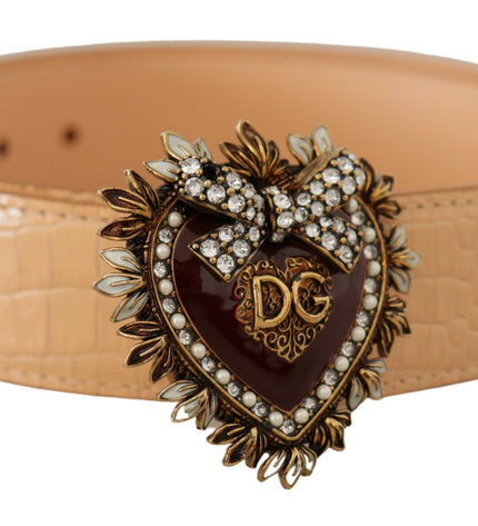 Dolce & Gabbana Enchanting Nude Leather Belt with Engraved Buckle